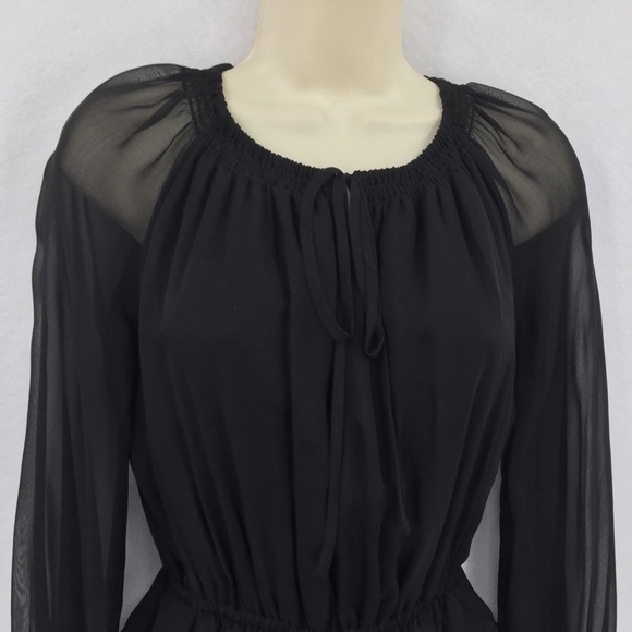 DVF Diane von Furstenberg Haven black silk sheer ruffle chiffon dress new S 4 6 - Picture 2 of 6
